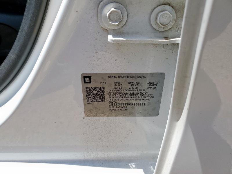 1G1ZD5ST8KF163939 - 2019 CHEVROLET MALIBU LT Weiß Foto 12