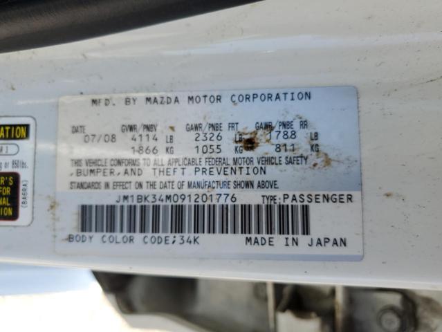 JM1BK34M091201776 - 2009 MAZDA SPEED 3 WHITE photo 12