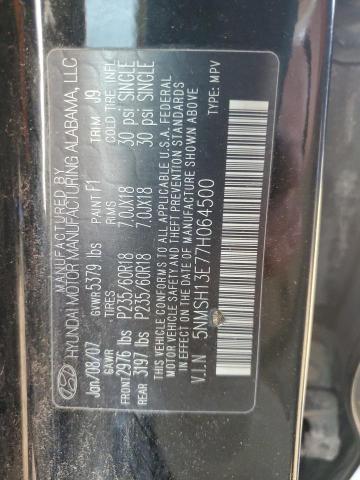 5NMSH13E77H064500 - 2007 HYUNDAI SANTA FE 4 SE BLACK photo 13