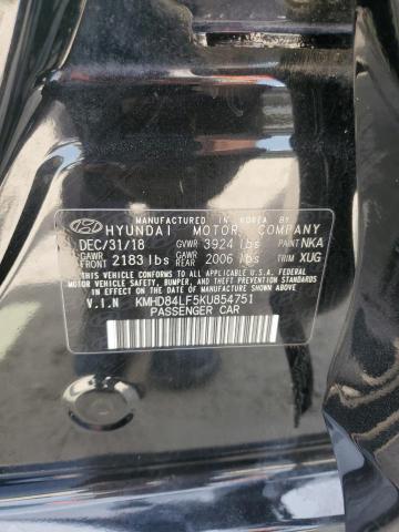 KMHD84LF5KU854751 - 2019 HYUNDAI ELANTRA SEL BLACK photo 13