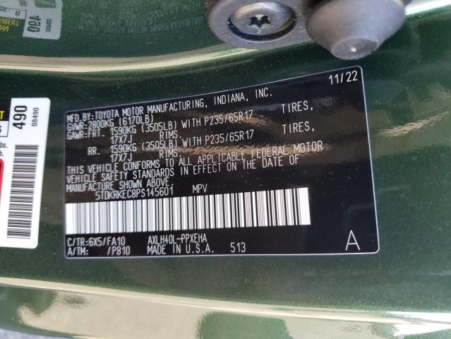 5TDKRKEC8PS145601 - 2023 TOYOTA SIENNA LE GREEN photo 13