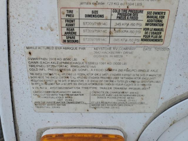 4YDT28523BN411704 - 2011 KEYSTONE PASSPORT 白色 照片 10