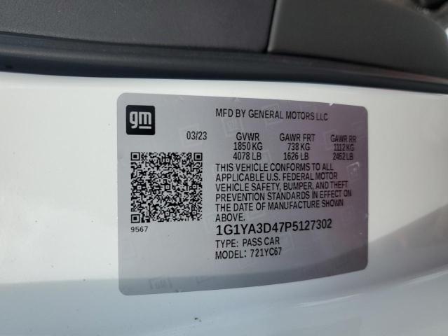 1G1YA3D47P5127302 - 2023 CHEVROLET CORVETTE STINGRAY 1LT WHITE photo 12