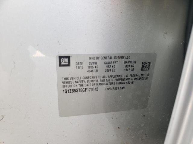 1G1ZB5ST8GF170645 - 2016 CHEVROLET MALIBU LS 银色 照片 12