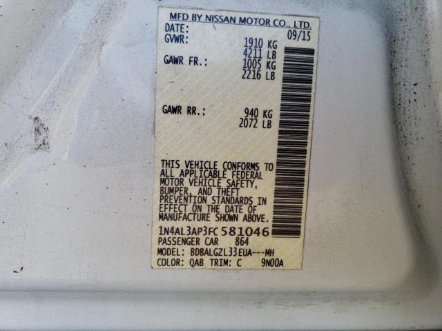 1N4AL3AP3FC581046 - 2015 NISSAN ALTIMA 2.5 WHITE photo 12