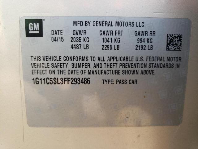 1G11C5SL3FF293486 - 2015 CHEVROLET MALIBU 1LT Gümüş foto 12