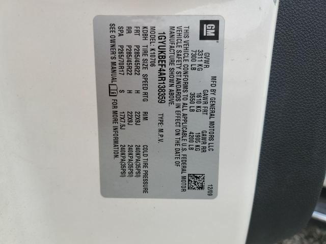 1GYUKBEF4AR138359 - 2010 CADILLAC ESCALADE LUXURY Weiß Foto 14