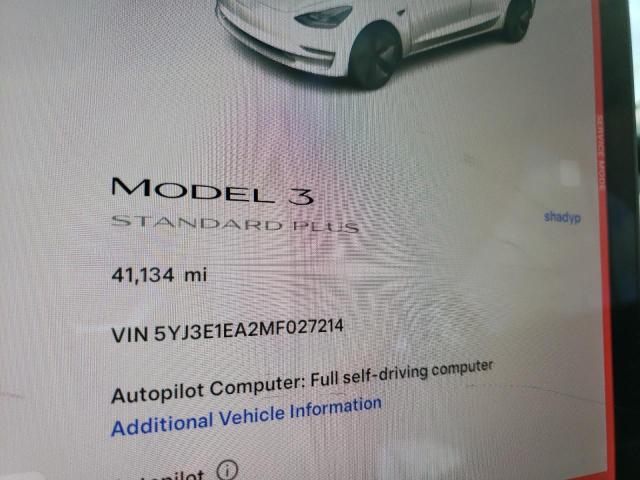 5YJ3E1EA2MF027214 - 2021 TESLA MODEL 3 WHITE photo 9