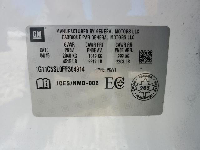 1G11C5SL0FF304914 - 2015 CHEVROLET MALIBU 1LT 白色 照片 12