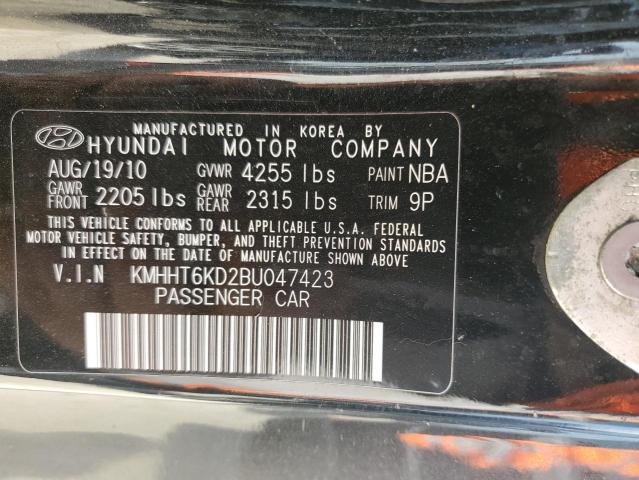 KMHHT6KD2BU047423 - 2011 HYUNDAI GENESIS 2.0T BLACK photo 12