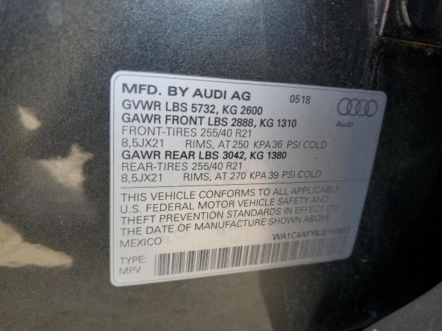 WA1C4AFY8J2183653 - 2018 AUDI SQ5 PRESTIGE CHARCOAL photo 13