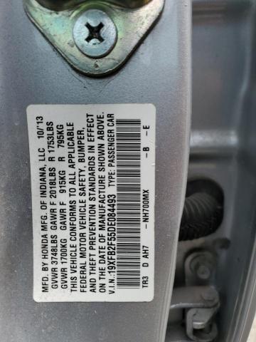 19XFB2F55DE084493 - 2013 HONDA CIVIC LX SILVER photo 12