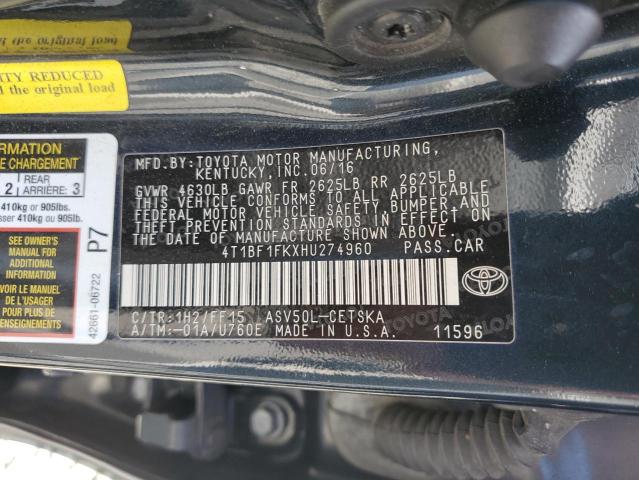 4T1BF1FKXHU274960 - 2017 TOYOTA CAMRY LE BLACK photo 13