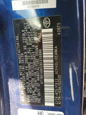 4T1BE46K59U319986 - 2009 TOYOTA CAMRY BASE BLUE photo 24