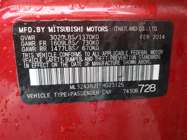 ML32A3HJ1EH023125 - 2014 MITSUBISHI MIRAGE DE RED photo 13