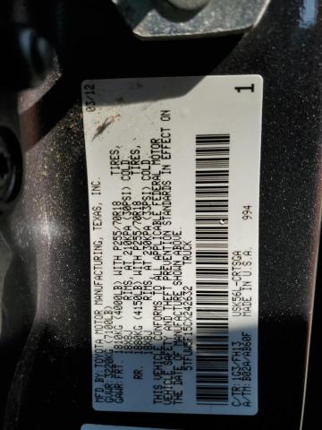 5TFUW5F15CX242632 - 2012 TOYOTA TUNDRA DOUBLE CAB SR5 GRAY photo 12