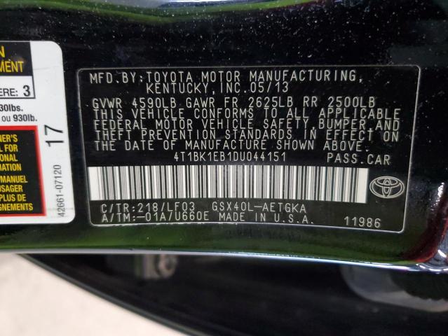4T1BK1EB1DU044151 - 2013 TOYOTA AVALON BASE 黑色 照片 12