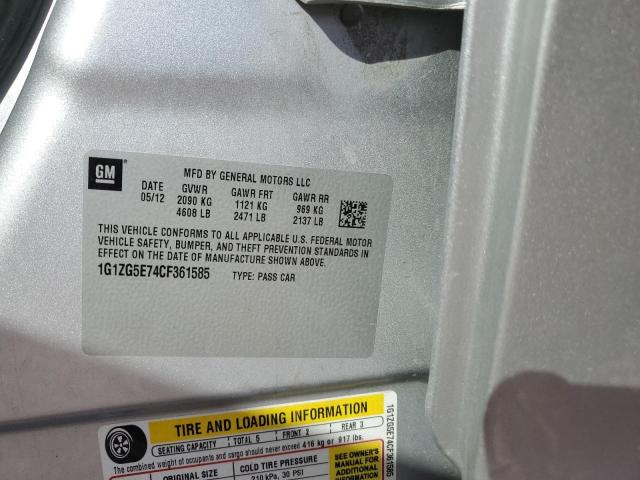 1G1ZG5E74CF361585 - 2012 CHEVROLET MALIBU LTZ 银色 照片 12