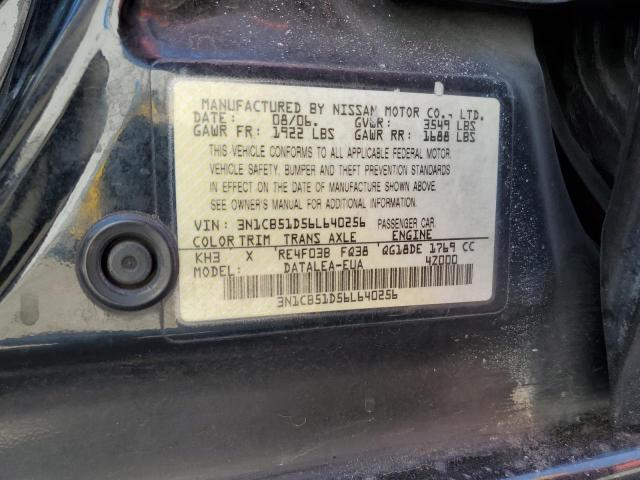 3N1CB51D56L640256 - 2006 NISSAN SENTRA 1.8 BLACK photo 13