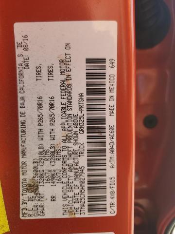 3TMAZ5CN5HM027945 - 2017 TOYOTA TACOMA DOUBLE CAB ORANGE photo 13