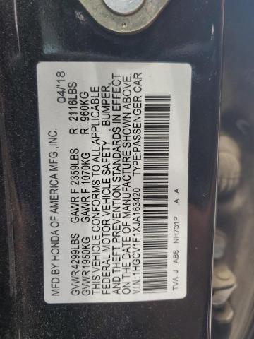 1HGCV1F1XJA163420 - 2018 HONDA ACCORD LX BLACK photo 12