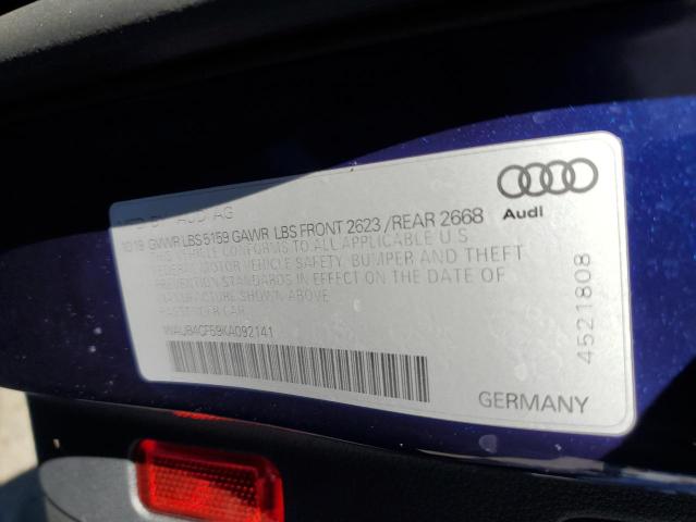 WAUB4CF59KA092141 - 2019 AUDI S5 PREMIUM PLUS ლურჯი ფოტო 12