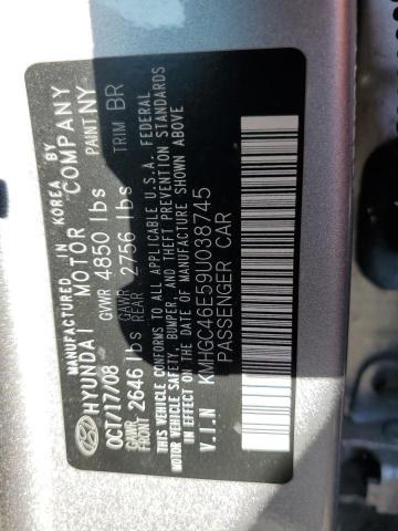 KMHGC46E59U038745 - 2009 HYUNDAI GENESIS 3.8L SILVER photo 12