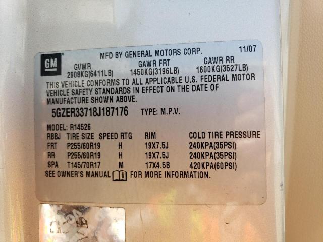 5GZER33718J187176 - 2008 SATURN OUTLOOK XR TAN photo 13