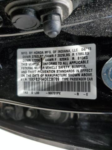 19XFB2F94DE238789 - 2013 HONDA CIVIC EXL BLACK photo 12