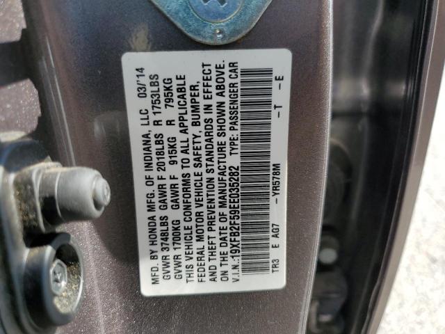 19XFB2F59EE035282 - 2014 HONDA CIVIC LX GRAY photo 12