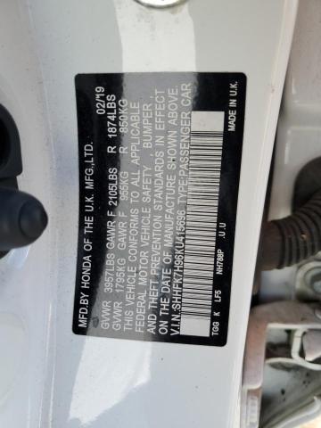 SHHFK7H96KU415696 - 2019 HONDA CIVIC SPORT TOURING WHITE photo 12