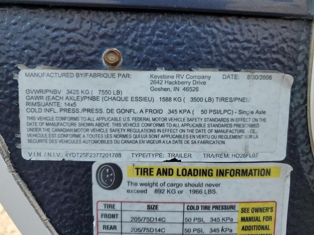 4YDT25F2377201788 - 2007 KEYSTONE HORNET WHITE photo 10