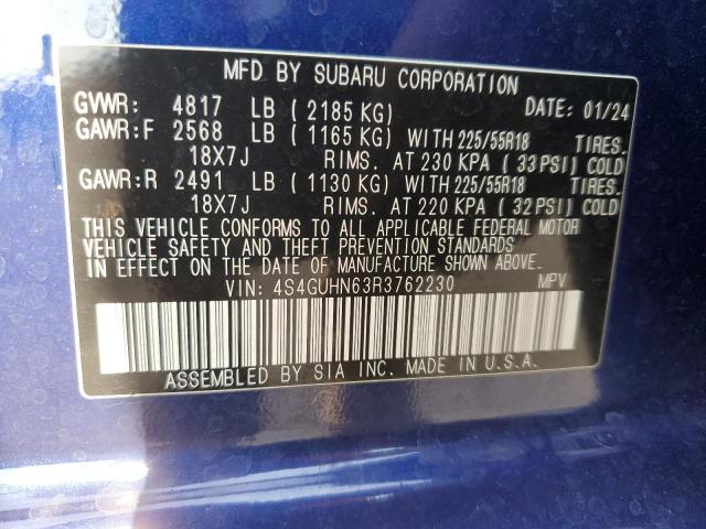 4S4GUHN63R3762230 - 2024 SUBARU CROSSTREK LIMITED BLUE photo 12