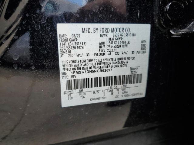 1FMSK7DH5NGB92697 - 2022 FORD EXPLORER XLT Qara foto 13