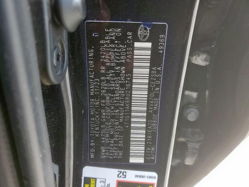 4T1G11AK6RU216745 - 2024 TOYOTA CAMRY SE NIGHT SHADE BLACK photo 13