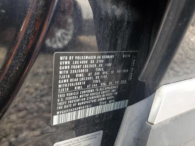 WVGAV3AX8DW587811 - 2013 VOLKSWAGEN TIGUAN S Noir photo 13