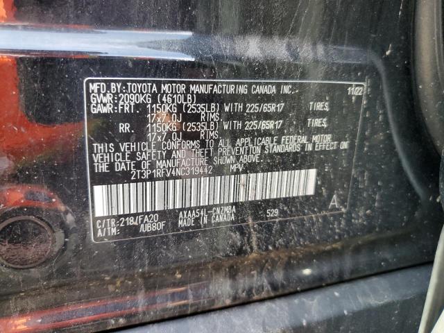 2T3P1RFV4NC319442 - 2022 TOYOTA RAV4 XLE BLACK photo 12