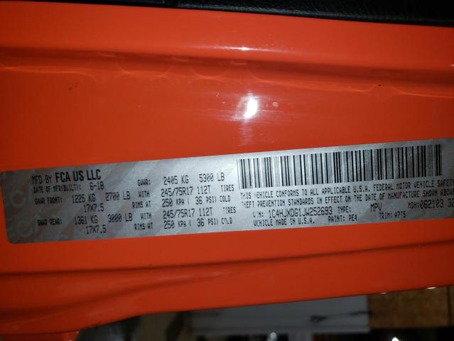 1C4HJXDG1JW252693 - 2018 JEEP WRANGLER U SPORT Оранжевый фото 13