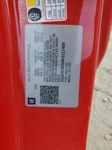 1G1FB3DS0K0117400 - 2019 CHEVROLET CAMARO LS 红色 照片 13