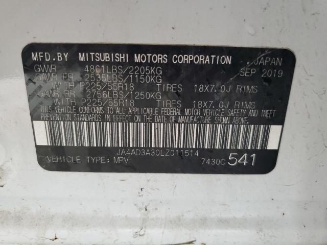 JA4AD3A30LZ011514 - 2020 MITSUBISHI OUTLANDER SE WHITE photo 13