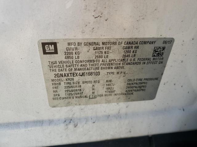 2GNAXTEX4J6168103 - 2018 CHEVROLET EQUINOX LT Biały zdjęcie 13