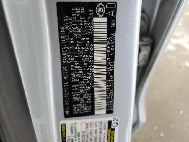 2T1KR32E25C497655 - 2005 TOYOTA COROLLA MA XR SILVER photo 13