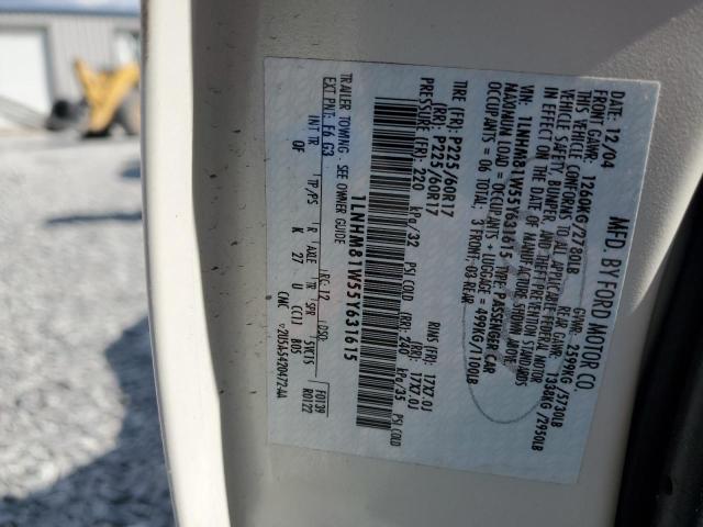 1LNHM81W55Y631615 - 2005 LINCOLN TOWN CAR SIGNATURE თეთრი ფოტო 12