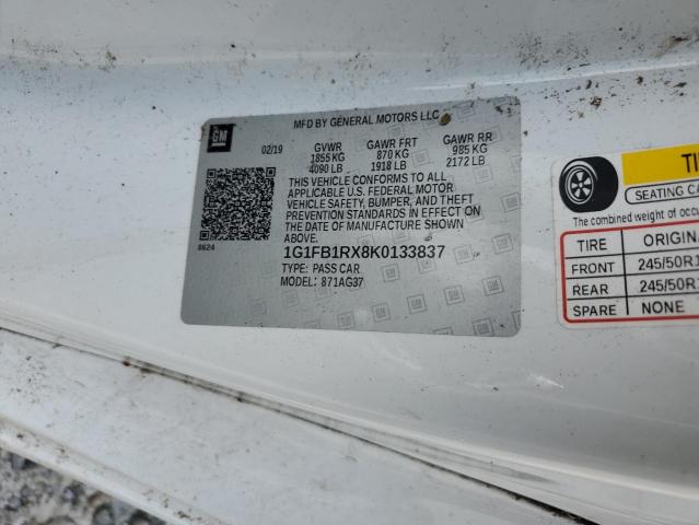 1G1FB1RX8K0133837 - 2019 CHEVROLET CAMARO LS 白色 照片 13