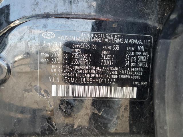 5NMZUDLB8HH011372 - 2017 HYUNDAI SANTA FE S Noir photo 13