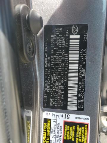 4T1B11HK6KU800455 - 2019 TOYOTA CAMRY L 灰色 照片 12