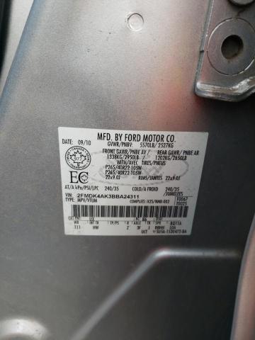 2FMDK4AK3BBA24311 - 2011 FORD EDGE SPORT SILVER photo 14