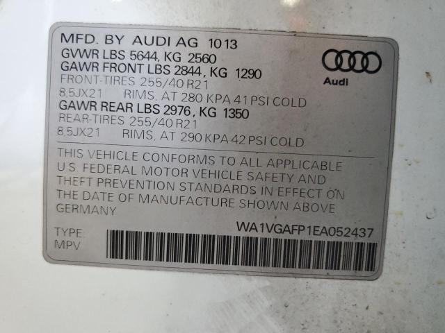 WA1VGAFP1EA052437 - 2014 AUDI SQ5 PRESTIGE WHITE photo 13