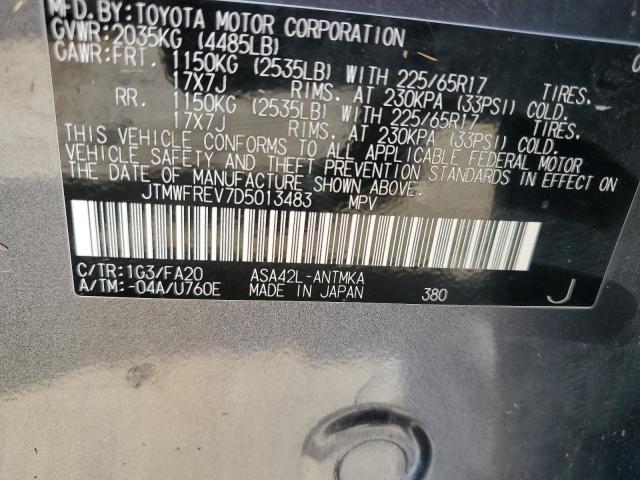 JTMWFREV7D5013483 - 2013 TOYOTA RAV4 XLE GRAY photo 13