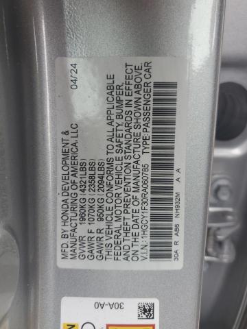 1HGCY1F30RA060785 - 2024 HONDA ACCORD EX SILVER photo 12